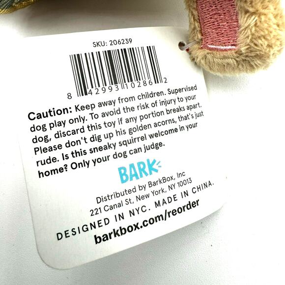 BARK BOX | NEW King Nut Squirrel Medium Plush Dog Toy Squeaky Tube Inside Egypt - Picture 4 of 6